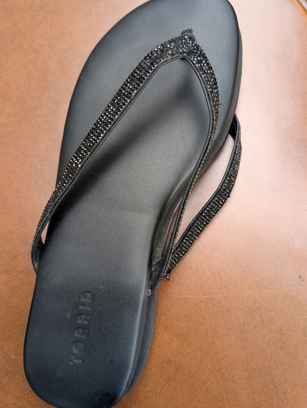 torrid Black Jeweled Strap Flip Flop Sandal